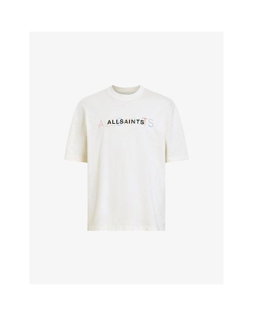 AllSaints White Nevada Logo-print Relaxed-fit Organic-cotton T-shirt for men