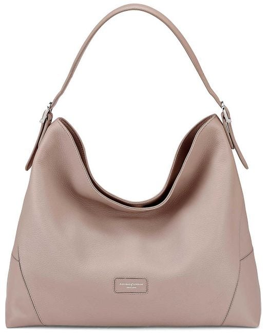Aspinal Brown Hobo Pebbled Leather Shoulder Bag