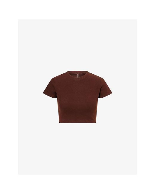 Gracejacob Brown Round-Neck Short-Sleeves Jersey Cropped Top