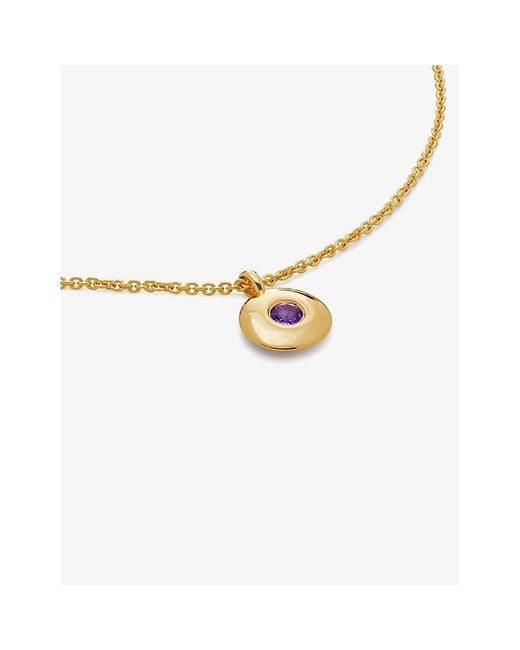 Monica Vinader Natural February Birthstone 18Ct-Plated Vermeil Sterling- And Amethyst Pendant Necklace