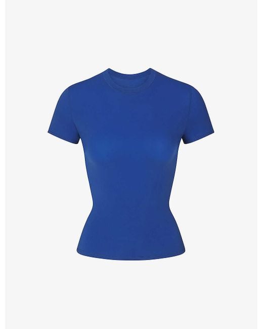 Skims Blue Fits Everybody Fitted Stretch-woven T-shirt