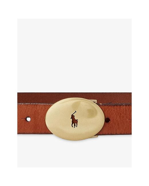 Polo Ralph Lauren Brown Round-Buckle Leather Belt