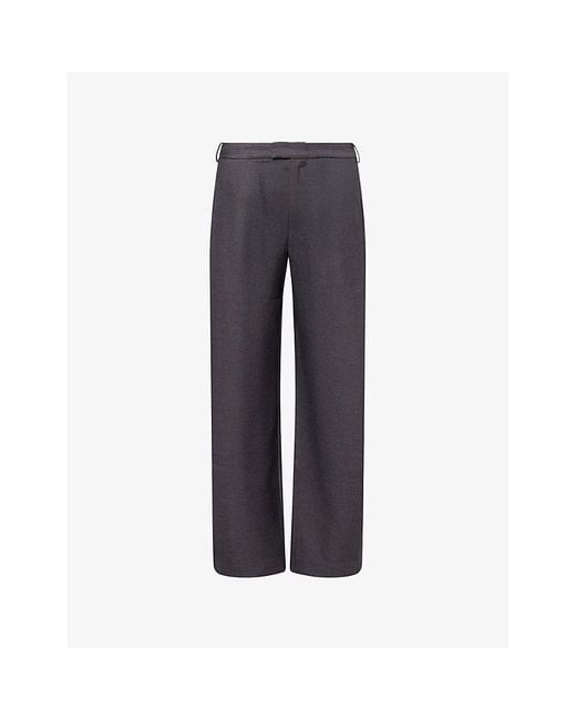 The Couture Club Blue Side-Pleat Wide-Leg Stretch-Woven Trousers