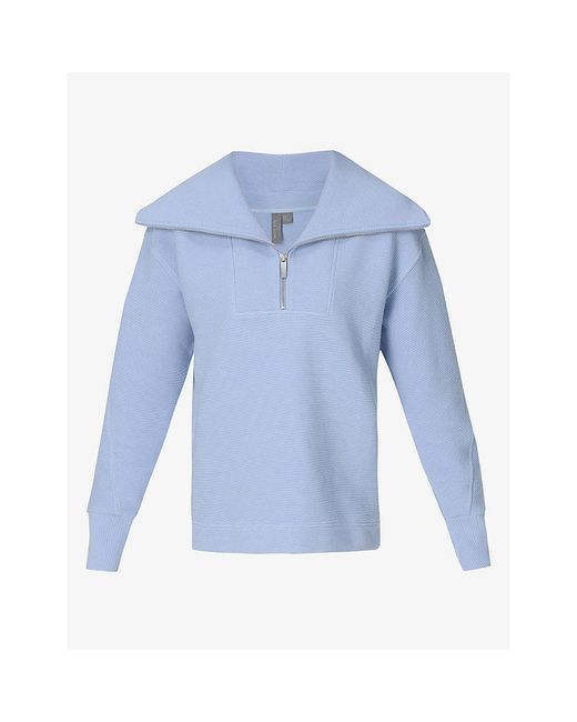 Sweaty Betty Blue Peaceful Half-Zip Cotton-Blend Sweatshirt