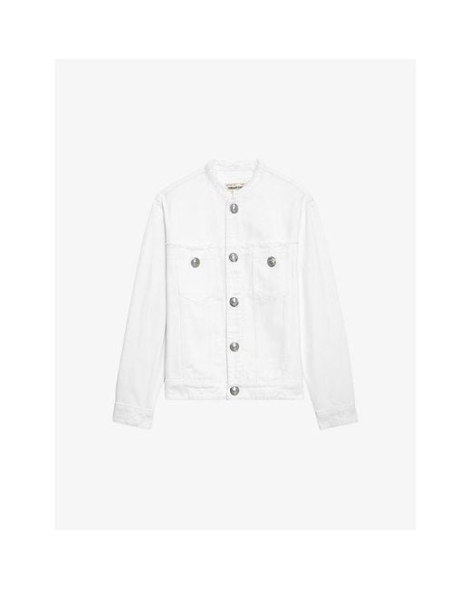 Zadig & Voltaire White Kaely Raw-Edge Relaxed-Fit Denim Jacket