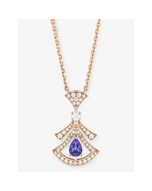 BVLGARI Metallic Divas' Dream 18ct Rose-gold, 0.46ct Brilliant-cut Diamond And Tanzanite Pendant Necklace