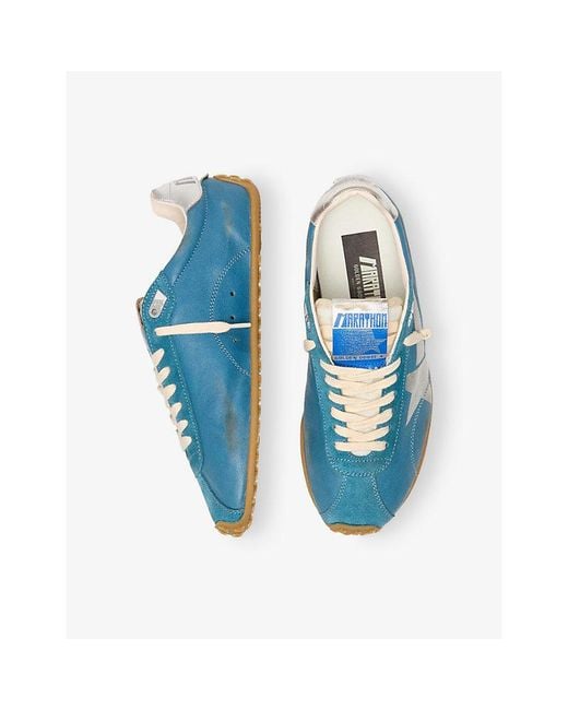 Golden Goose Deluxe Brand Blue Marathon Speed 50962 Leather Trainers