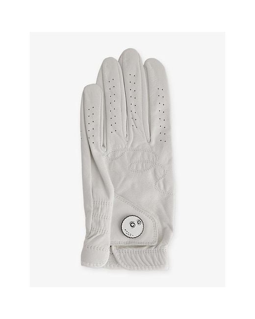 Malbon Gray Branded Leather Golf Gloves for men