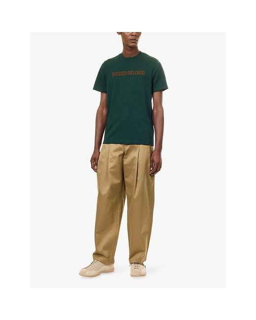 Moncler Green Brand-Embroidered Cotton T-Shirt for men