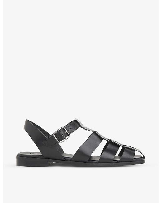 Whistles Roma Leather Sandals in Black | Lyst