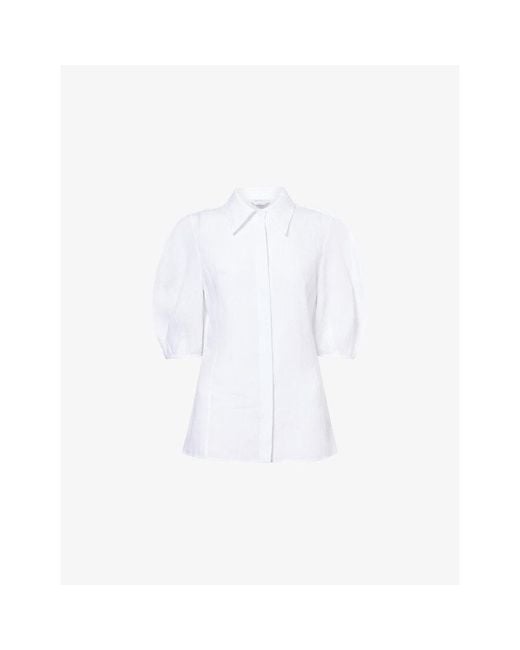 Gabriela Hearst White Sansi Short-Sleeve Linen Top