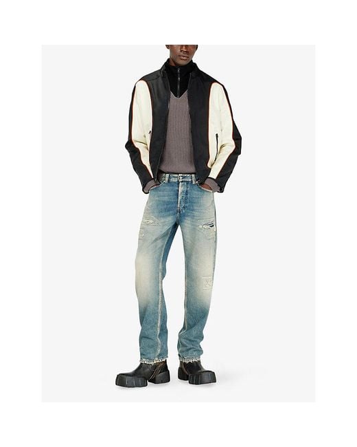 DIESEL Black Colour-Block Zip-Up Nylon Jacket for men