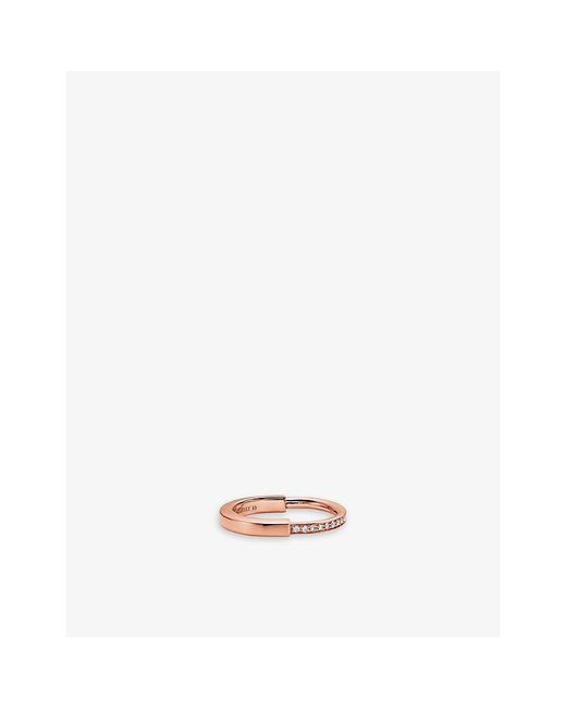 Tiffany & Co White Tiffany Lock 18Ct Rose- And 0.17Ct Round-Brilliant Diamond Ring
