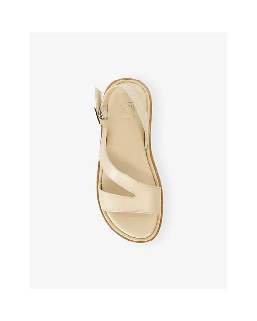 Dune Natural Larko Leather Sandals