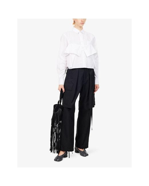 Sacai White Layered Long-Sleeve Cotton-Poplin Shirt