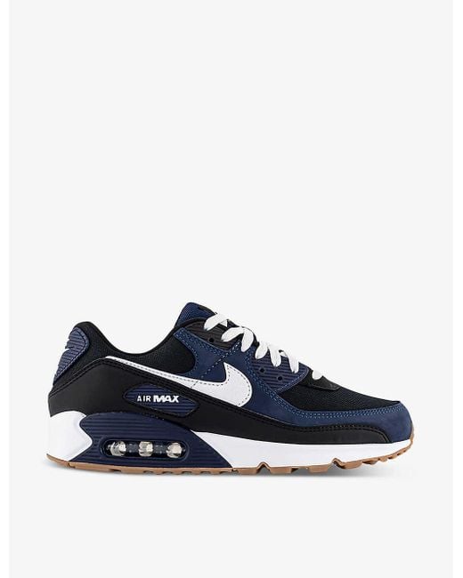 Nike Blue Midnight Vy White Blac Air Max 90 Mesh And Leather Low-top Trainers for men