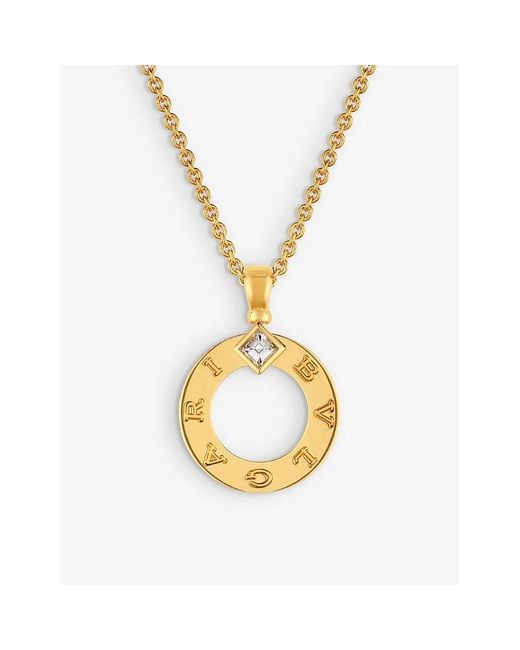 BVLGARI Metallic 18Ct- And 0.09Ct Brilliant-Cut Diamond Pendant Necklace