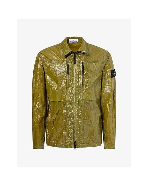 Stone Island Green Lucido Garment-Dyed Nylon Jacket for men