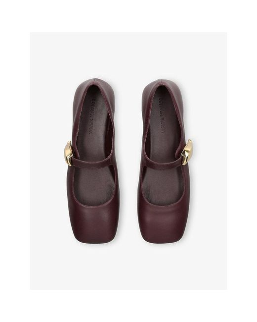 Bottega Veneta Brown Charlotte Leather Ballerina Flats