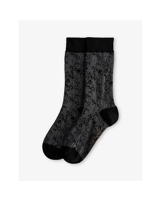 Ted Baker Sokkelv Horse-pattern Stretch-knit Socks in Black for