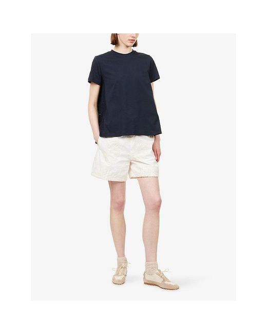 Moncler White Graphic Embroidered Cotton Shorts