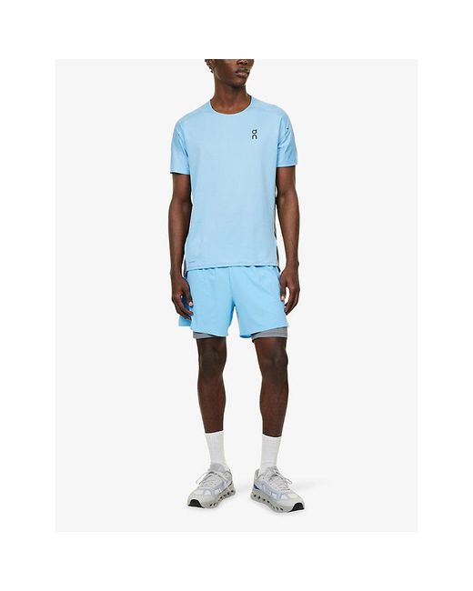 On Shoes Blue Performance Crew-Neck Stretch-Woven Top for men