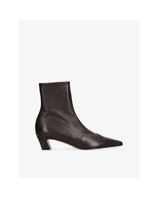 Khaite Brown Nevada Leather Heeled Ankle Boots