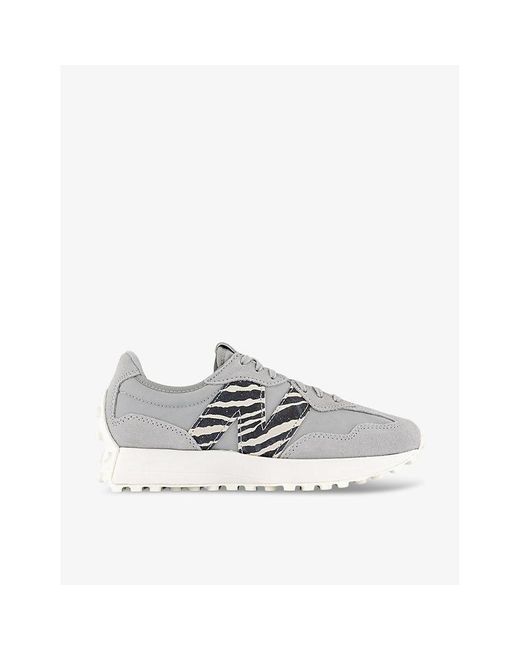 New Balance Gray 327 Mesh And Suede Low-Top Trainers for men