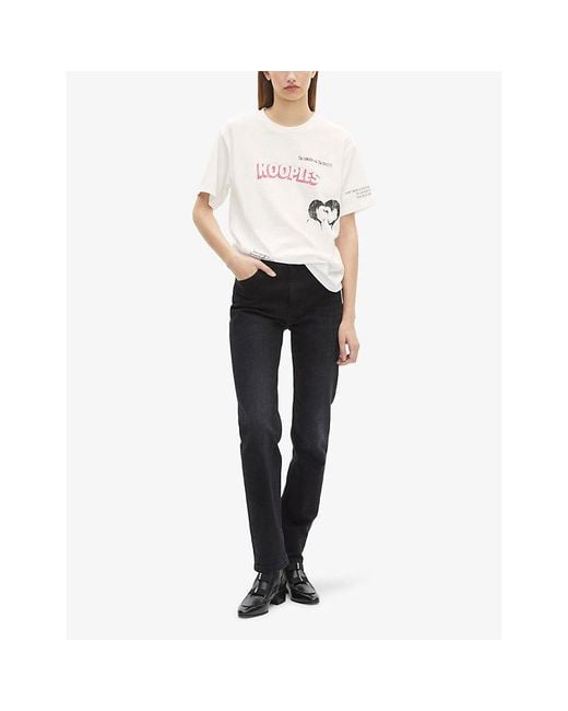 The Kooples White Graphic-Print Short-Sleeve Cotton T-Shirt