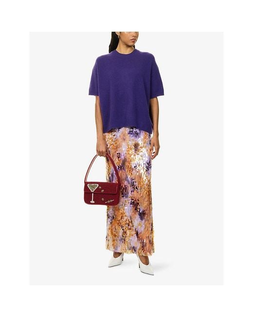 Staud Purple Brushed Cashmere Jumper