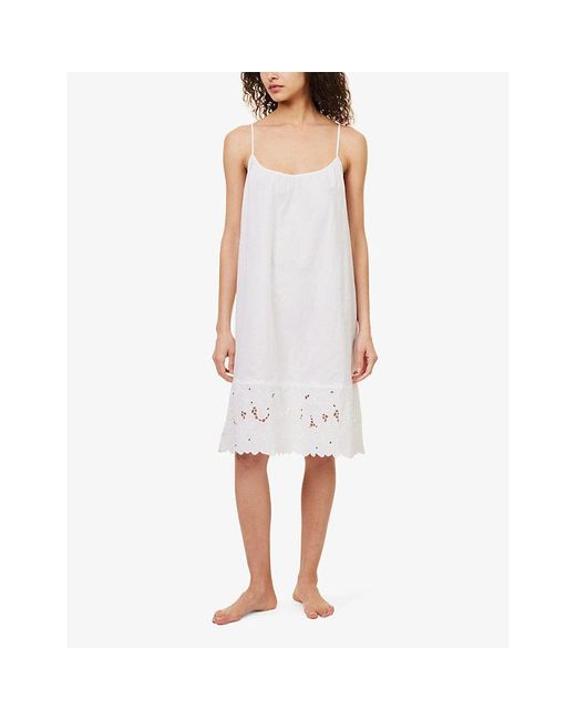 Hanro White Clara Logo-embroidered Cotton Pyjama Dress X