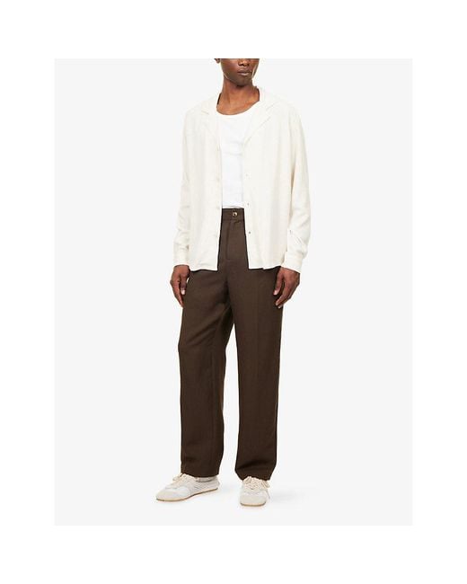 Raith Brown Helio Pleated Relaxed-Fit Woven Trousers for men