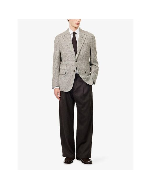 Dunhill Gray Single-Breasted Notched-Lapel Tweed-Wool Jacket for men
