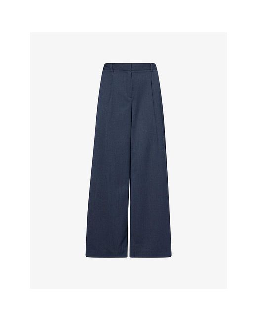 Twp Blue Hudson St Wide-Leg Stretch-Wool Trousers