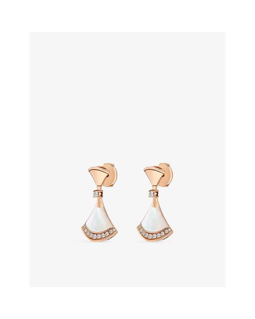BVLGARI Pink Divas' Dream 18Ct Rose- 0.18Ct Brilliant-Cut Diamond And Mother-Of-Pearl Earrings