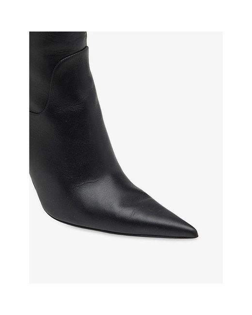 DIESEL Black D-venus Brand-plaque Leather Heeled Knee-high Boots