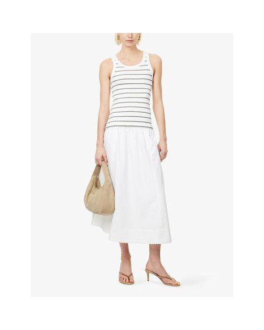Vince White Striped Sleeveless Knit Top