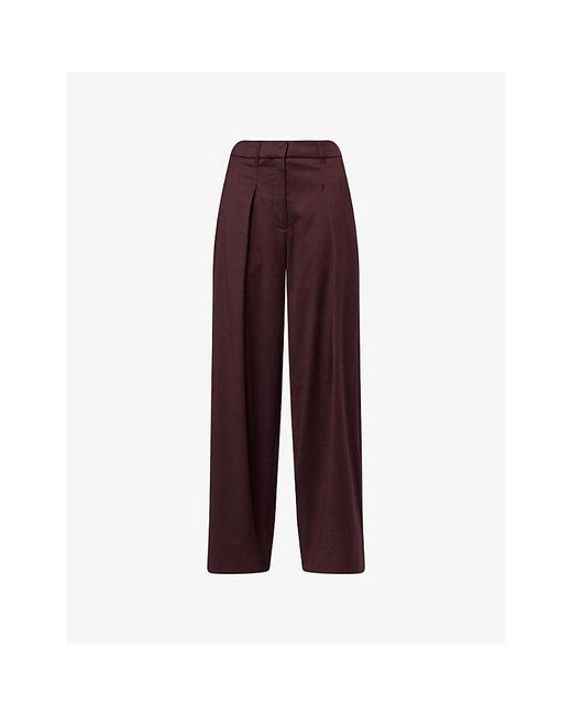 ME+EM Purple Luxe Wide-Leg Stretch-Wool Blend Trousers