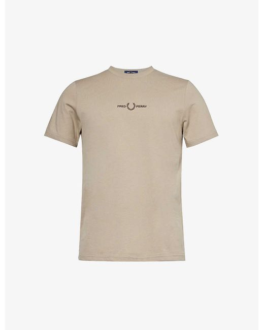 Fred Perry Natural Logo-embroidered Short-sleeved Cotton-jersey T-shirt X for men
