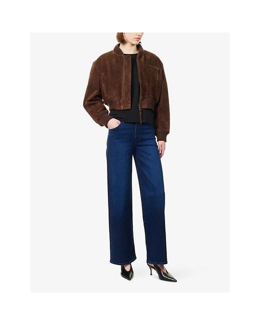 PAIGE Blue Sasha Wide-Leg Denim-Blend Jeans
