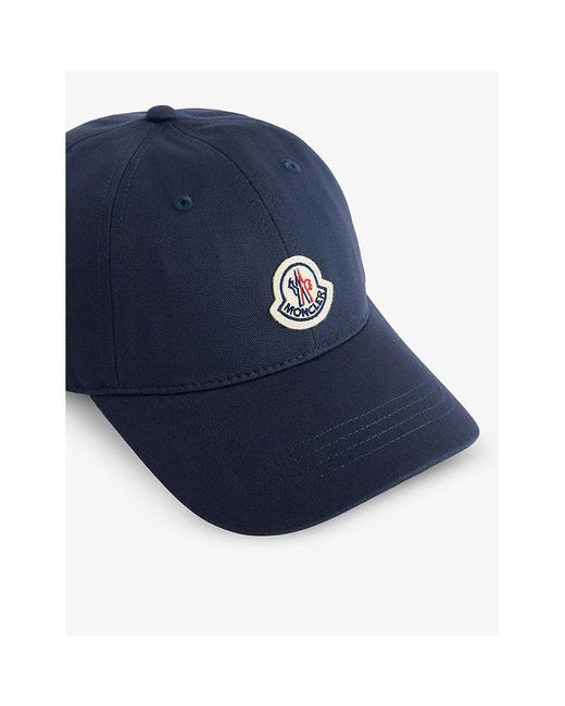 Moncler Blue Logo-patch Cotton Baseball Cap for men