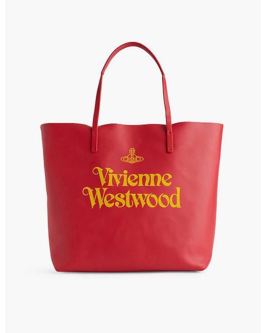 Vivienne Westwood Red Studio Shopper Leather Tote Bag for men