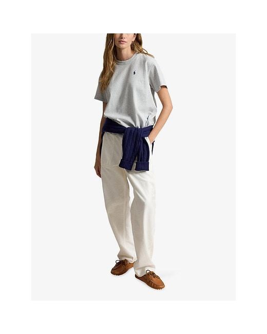Polo Ralph Lauren White Logo-Embroidered Cotton-Jersey T-Shirt