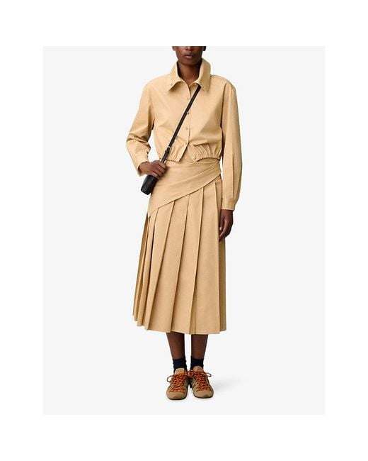 Claudie Pierlot Natural Long-Sleeved Cropped Cotton Shirt