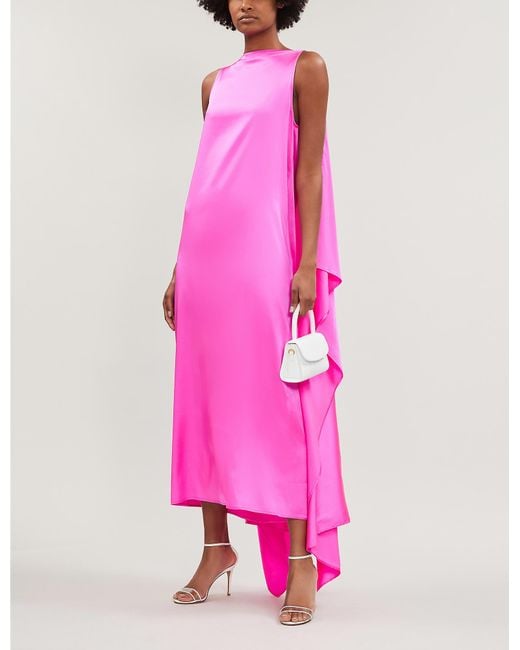 BERNADETTE Pink Judy Silk Maxi Dress