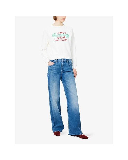 Mother Blue The Rerun Sneak Cotton Denim Jeans