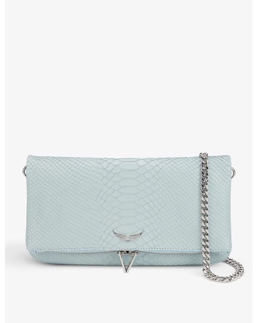 Zadig & Voltaire Blue Rock Savage Leather Clutch Bag