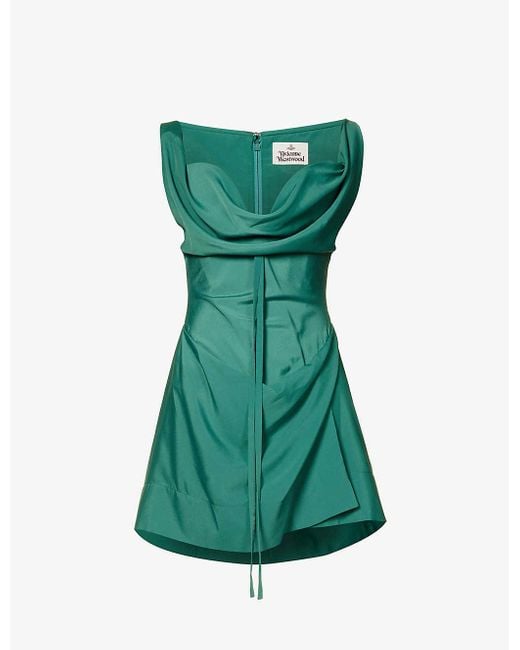 Vivienne Westwood Green Iwona Draped-panel Crepe Mini Dress