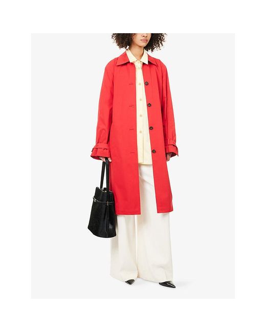 TOTEME Light Spring Belted Cotton-Poplin Trench Coat in Red | Lyst UK