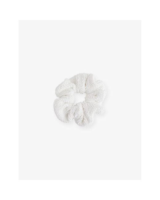Hunza G White Ruched Stretch-Woven Scrunchie